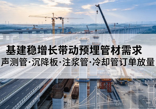 康保基建稳增长带动预埋监测管材需求，声测管、沉降板、注浆管订单持续放量